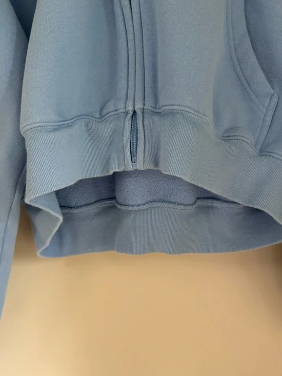 TNA Cozy Fleece Boyfriend Zip Up Hoodie Cropped Light Blue - Picture 9 of 14